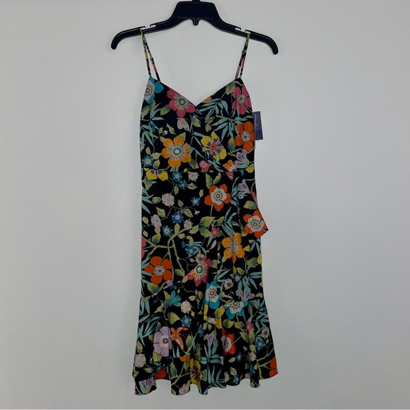 NWT J.Crew Ruffle Dress in Liberty Pavilion Black Floral Dress 00 - Picture 3 of 10